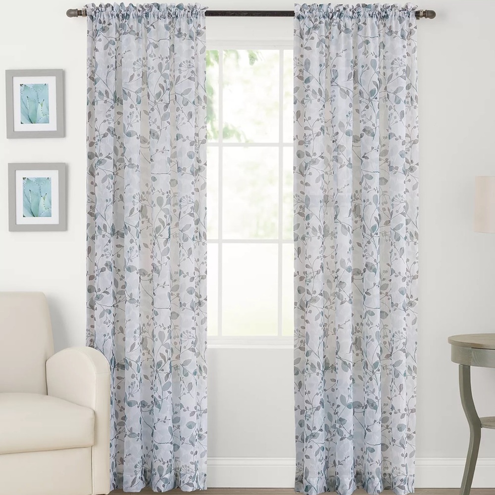 Eucalyptus sheer curtain panel